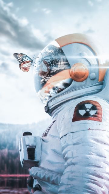 Radioactive, Suit, Butterfly, Science, Clouds, Sky view, Reflection, Nuclear