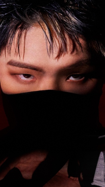 Mingi, ATEEZ, Red background, South Korean Singer