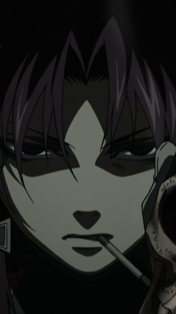 Revy (Black Lagoon), Iron Cross, Dark aesthetic, Black Lagoon, Black background, Skull