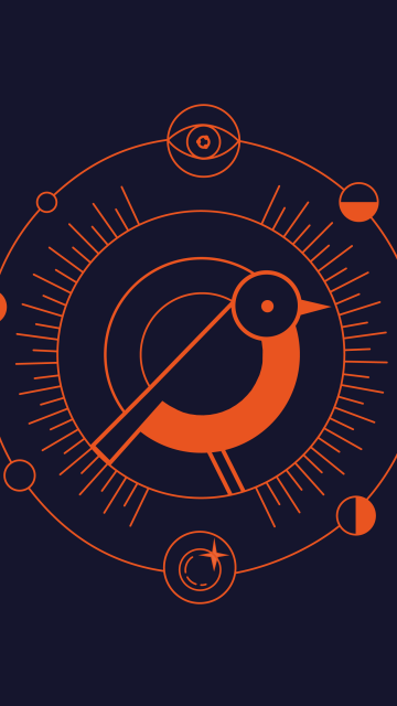 Ubuntu 24.10 Oracular Oriole, Navy blue background, Stock, Celestial, Geometric, 5K