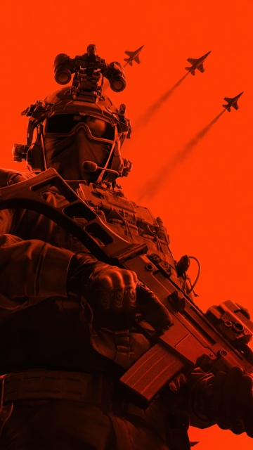 Battlefield 6, Soldier, 5K, Game poster, Orange background, Monochrome, 2026 Games
