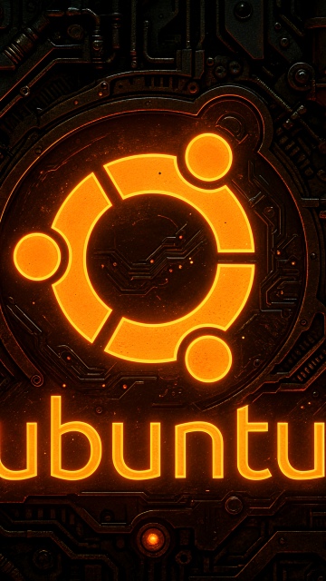ubuntu, Neon logo, Dark background, Futuristic, 5K