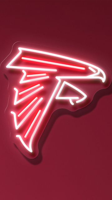 Atlanta Falcons, Neon logo, Red background, NFL team, American football team