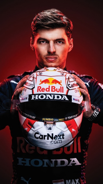 Max Verstappen, Helmet, Red Bull Racing, Honda, Dark background, 5K, Racing driver