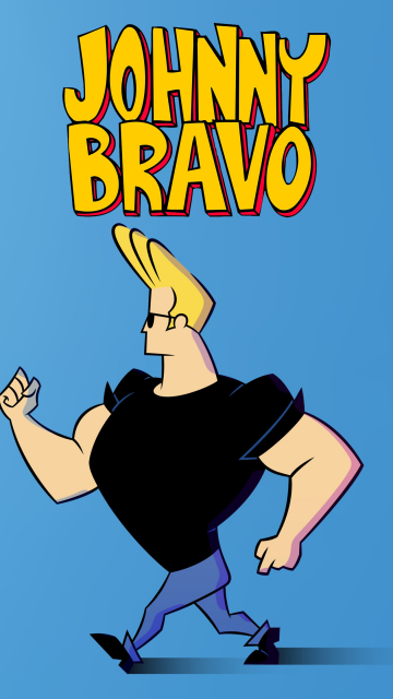 Johnny Bravo, 5K, Minimalist, Blue background, Funny, Cartoon, Muscular