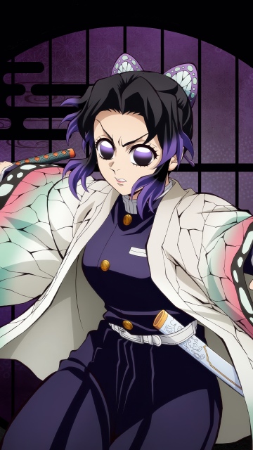 Shinobu Kocho - Infinity Castle, 5K, Anime movie, Demon Slayer: Kimetsu No Yaiba Infinity Castle, Black background, Shinobu Kocho
