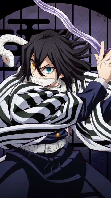 Obanai Iguro - Infinity Castle, 5K, Anime movie, Demon Slayer: Kimetsu No Yaiba Infinity Castle, Black background, Obanai Iguro