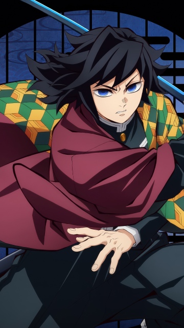 Giyu Tomioka - Infinity Castle, 5K, Anime movie, Demon Slayer: Kimetsu No Yaiba Infinity Castle, Black background, Giyu Tomioka