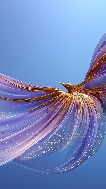 Abstract bird, Golden dots