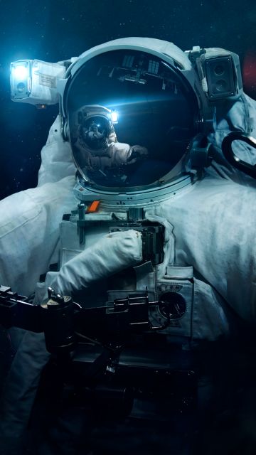 Astronaut, Space Travel, Space Adventure, Stars, Blue light, Dark background