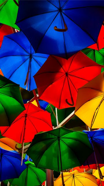 Umbrellas, Colorful, Multicolor, Artistique, Overhead, Pattern, Vibrant, 5K, 8K
