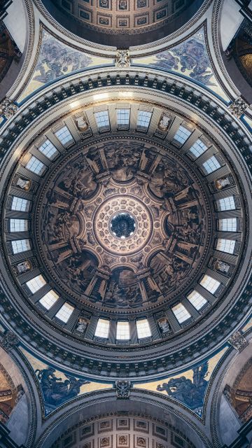 St Paul's Cathedral, United Kingdom, London, Church, Dome, Ceiling, Look up, Symmetrical, Geometric, Pattern, Interior, 5K, 8K, England