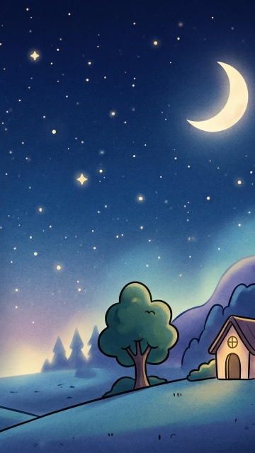 May 2026 Calendar, Cartoonish night scene