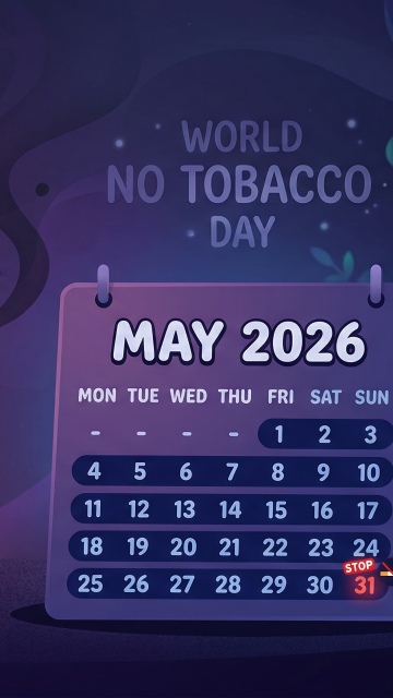 May 2026 Calendar, World No Tobacco Day
