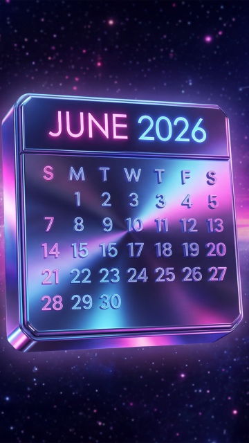 Neon June 2026 Calendar