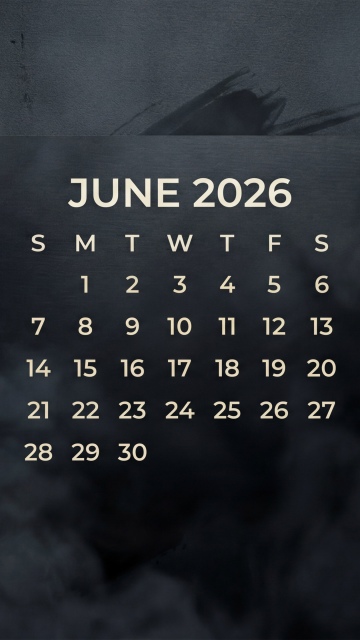 June 2026 Calendar, Dark background 5K