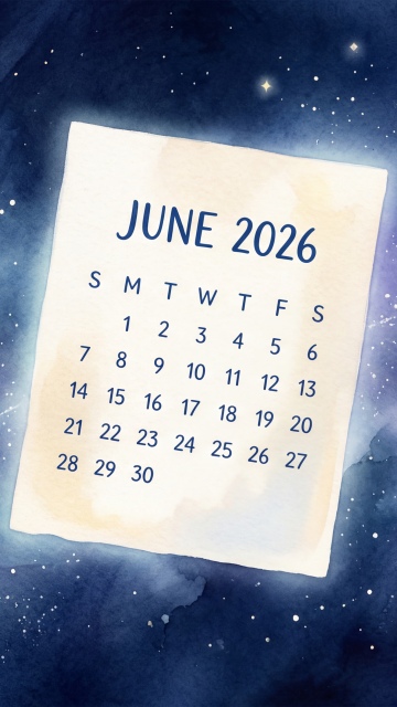 June 2026 Calendar, Starry sky