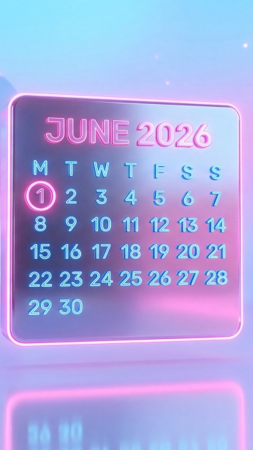Synthwave June 2026 Calendar