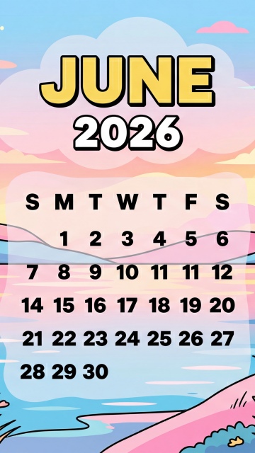 June 2026 Calendar Illustration