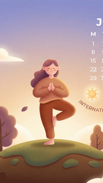June 2026 Calendar, International Yoga Day 21 June