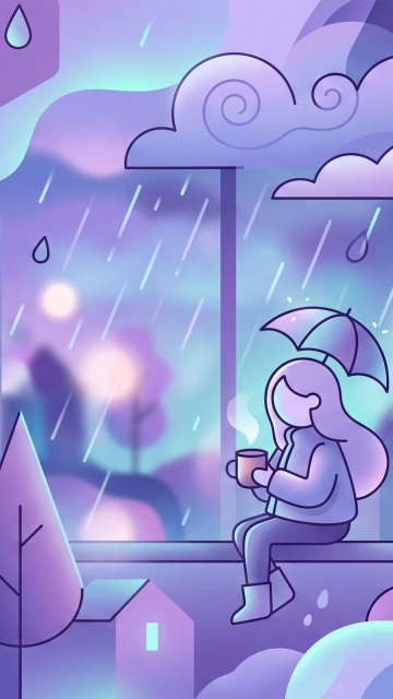 June 2026 Calendar, Rainy day wallpaper