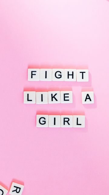 Fight Like A Girl, Pink background, Letters, Girly backgrounds, Popular quotes, Aesthetic, 5K