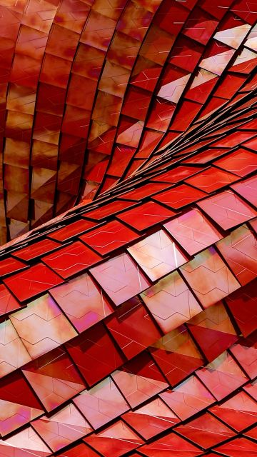 Red Roof, Tiles, Modern architecture, Pattern, Texture, Shapes, 3D, 5K, 8K
