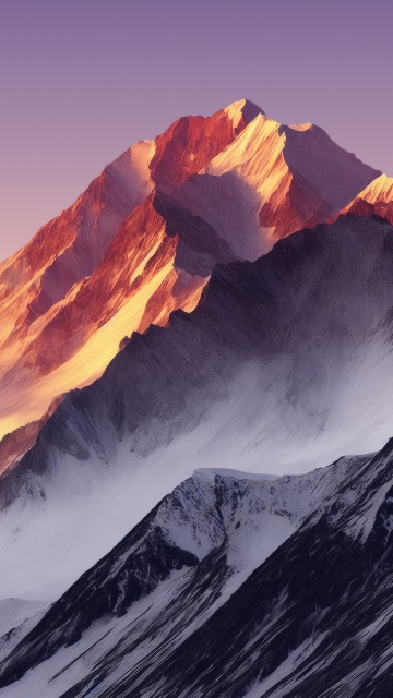 Snow mountains, Golden hour