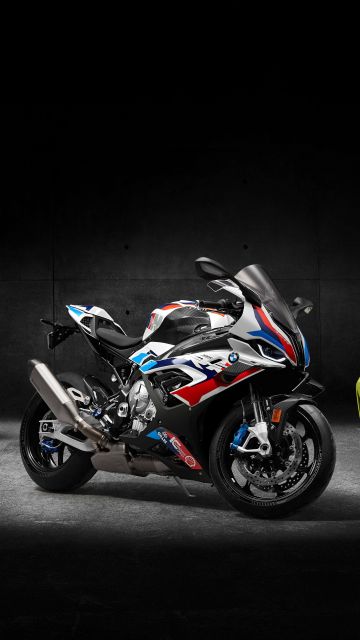 BMW M 1000 RR, BMW M3 Competition, BMW M4 Competition, Race bikes, Sports bikes, 2021, Black background, 5K