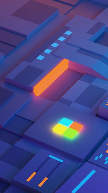 Windows logo, Glowing, Windows 10X, Illuminated, Microsoft, 5K