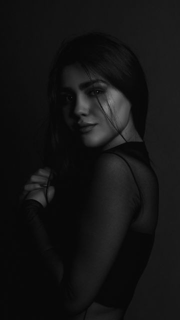 Beautiful girl, Monochrome, Woman, Dark background, Portrait, Black and White