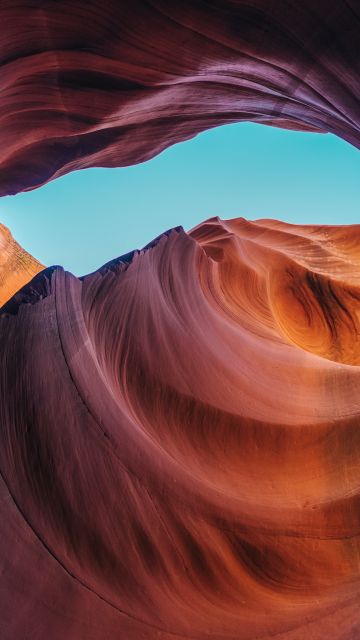 Lower Antelope Canyon, Arizona, United States, Rock formations, Tourist attraction, Blue Sky, Scenery
