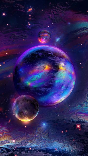 Spheres, Cosmos, Nebula, Colorful, Glowing, Rainbow