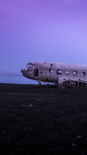 Crashed Airplane, Douglas DC-3, Wrecked, Abandoned, World War II, Fuselage, Purple sky