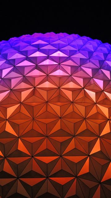 Spaceship Earth, Walt Disney World Resort, Florida, Dome, Purple, Vibrant, Geometrical, Pattern, Symmetrical, Shapes, Exterior, Modern architecture