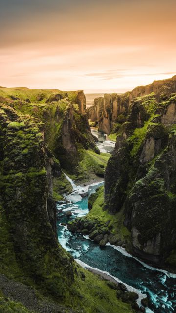 Mountains, Cliffs, River, Daytime, Aerial view, Iceland, 5K