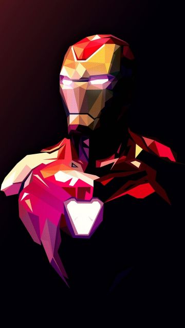 Iron Man, Pixel art, Minimalist, Polygonal, Marvel Superheroes, Dark background