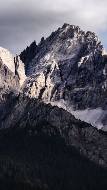 Dolomites, Mountain range, Italy, Snow covered, Glacier, Mountain View, Green Trees, Daytime, Landscape