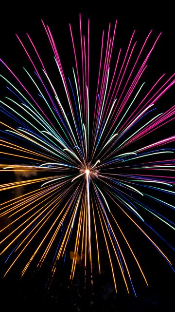 Fireworks, New Year's Eve, Night, Colorful, Dark Sky, New Year celebrations, AMOLED, 5K