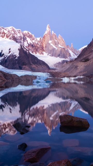 Cerro Torre, Laguna Torre, Mirror Lake, Los Glaciares National Park, Argentina, Landscape, Reflection, Mountain Peaks, Glacier, Snow covered