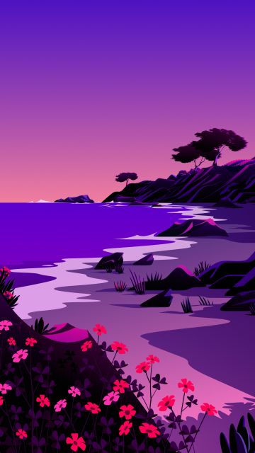 macOS Big Sur, Beach, Landscape, Twilight, Sunset, Scenery, Illustration, iOS 14, Stock, Aesthetic, 5K