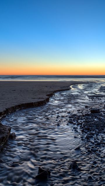 Indian Beach, Oregon, Seascape, Coastal, Sunset, Blue Sky, Horizon, Rocks, 5K