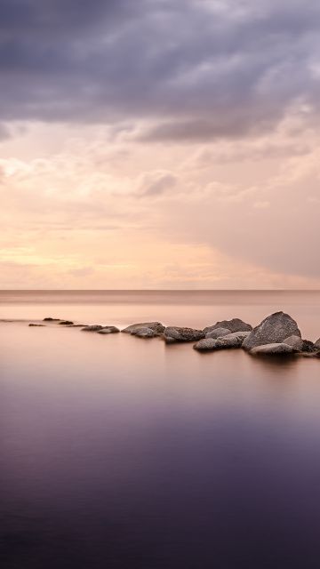 Second Beach, Vancouver, Seascape, Rocks, Long exposure, Body of Water, Cloudy Sky, Horizon, Sunset