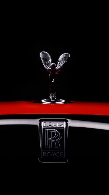 Rolls-Royce Dawn Black Badge, Spirit of Ecstasy, 2021, Black background, AMOLED, 5K, 8K