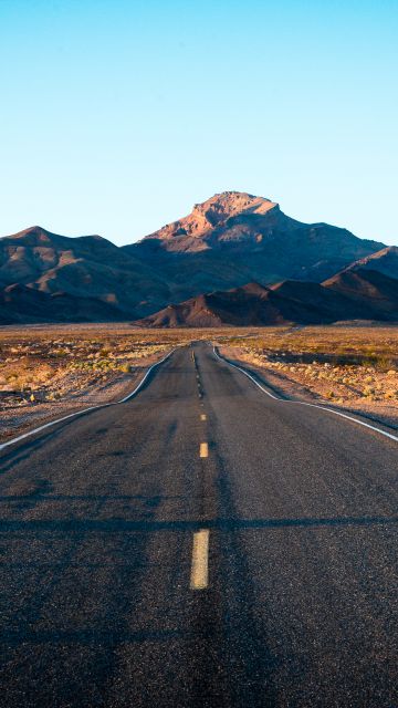 Endless Road, Mountain range, Landscape, Death Valley, Blue Sky, Calm, Daytime