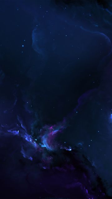 Nebulae, Cosmic, Stars, Dark blue, Dark background, Digital illustration, Astronomy, 5K