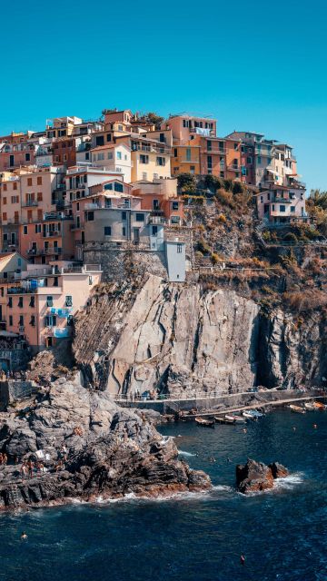 Cinque Terre, Coastline, Buildings, Town, Rocks, Harbor, Cliff, Italy, 5K