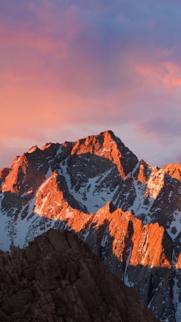 macOS Sierra, Mountain, Peak, Sunset, Evening, Stock, 5K