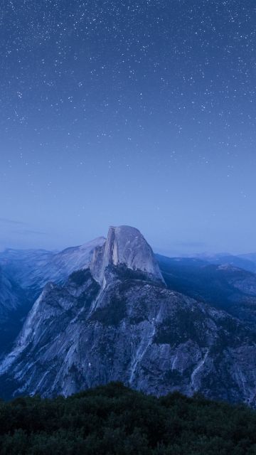 OS X El Capitan, Summit, Night, Starry sky, Mountains, Landscape, California, 5K