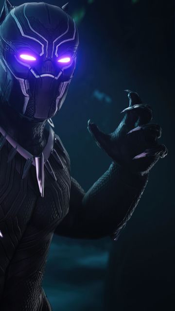 Black Panther, Skin, Fortnite, Dark, 2020 Games, Neon